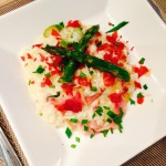 Risoto de parma, brie e aspargos