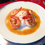 Camarão com molho de mel, gengibre e laranja